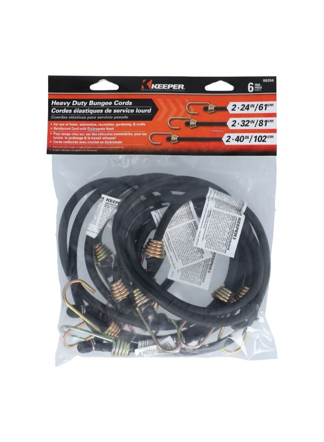 Keeper_Corporation 6-Piece Weather Resistant Heavy Duty Bungee Cord Black 2.24-2.40 Inch 06356 - Image 2