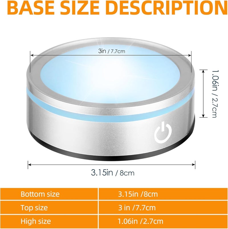 EUSTUMA LED Light Base Non-slip Round Display Stand,crystal led light base,Suitable for Glass Crystal Spherical Artwork,Holiday Party Decoration. (Silver Led Base for Glass Ball) - Image 4