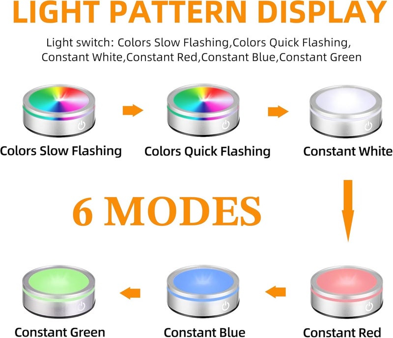 EUSTUMA LED Light Base Non-slip Round Display Stand,crystal led light base,Suitable for Glass Crystal Spherical Artwork,Holiday Party Decoration. (Silver Led Base for Glass Ball) - Image 2