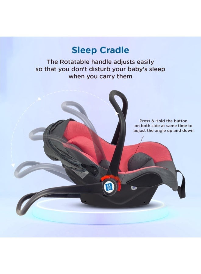 Mee Mee Little Explorer 4-in-1 Baby Car Seat & Carry Cot with Canopy, Convertible to Car seat, Rocking Chair, Carry Cot & Feeding Chair, 0 to 15 Months | Weight Capacity Upto 13 Kgs (Red) - Image 3