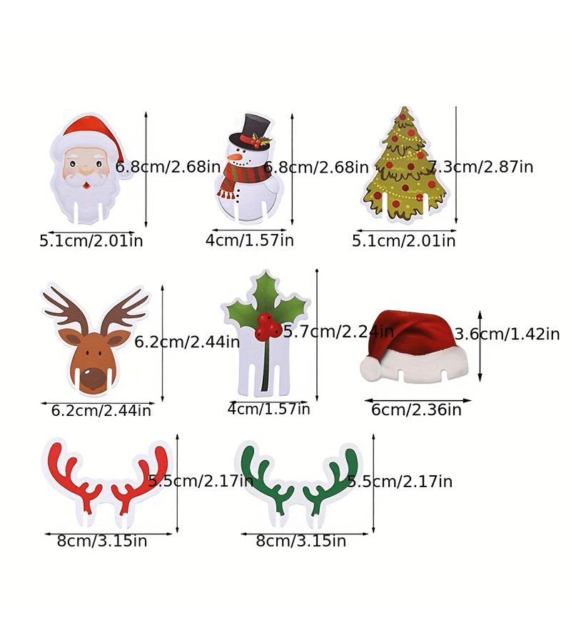 10pcs Christmas Cup Card Santa Hat Wine Glass Decor Xmas Tree Ornaments Home Party Style-4 - Image 2