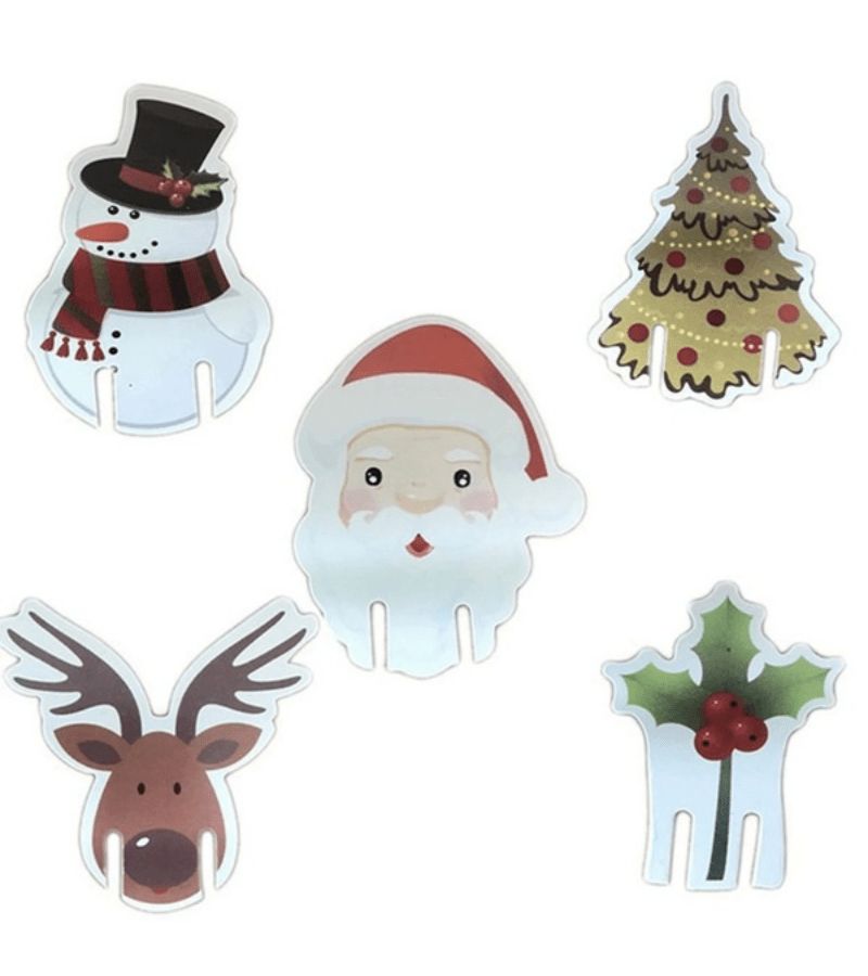 10pcs Christmas Cup Card Santa Hat Wine Glass Decor Xmas Tree Ornaments Home Party Style-4 - Image 5