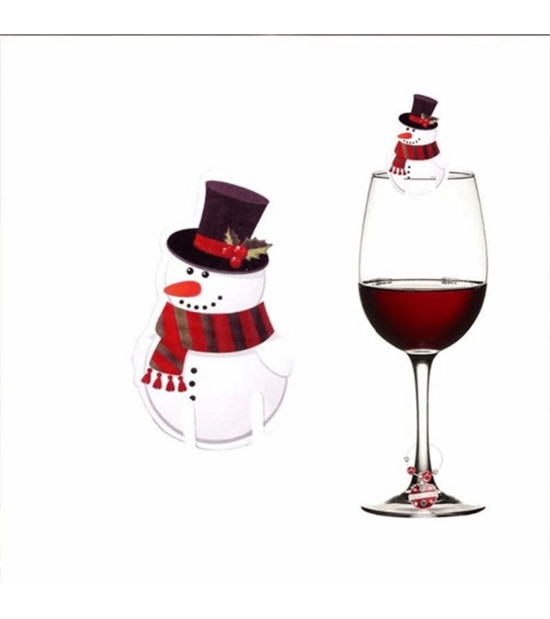 10pcs Christmas Cup Card Santa Hat Wine Glass Decor Xmas Tree Ornaments Home Party Style-4 - Image 4