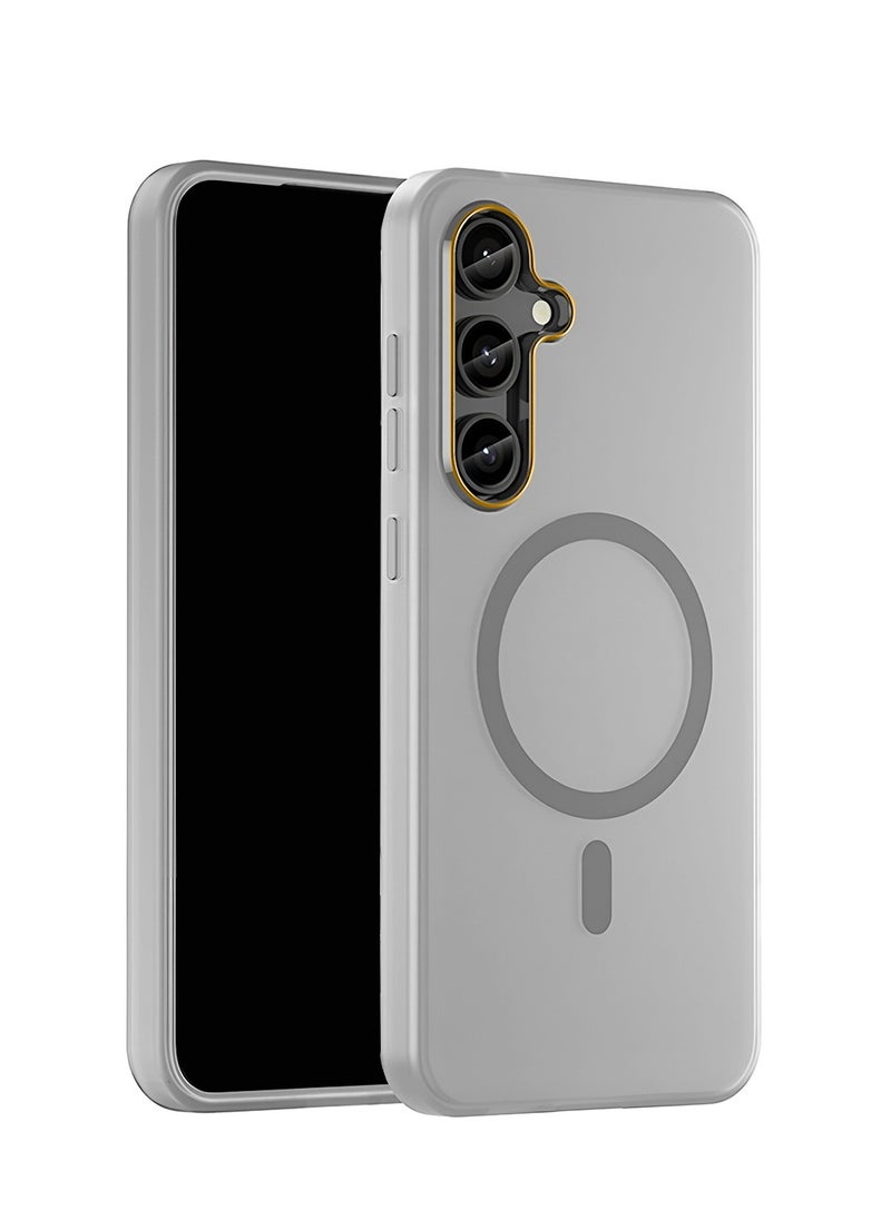 Wtech - Samsung Galaxy S24 FE 5G 2024 Syndee Series Hybrid Translucent Magsafe with Magnetic Charging Raised Camera Lips Elegant Look Case Cover - Grey - Image 1