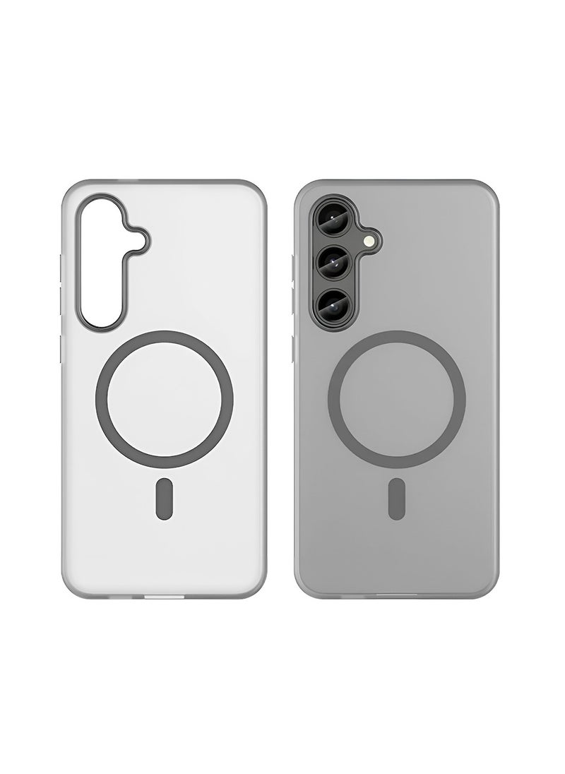 Wtech - Samsung Galaxy S24 FE 5G 2024 Syndee Series Hybrid Translucent Magsafe with Magnetic Charging Raised Camera Lips Elegant Look Case Cover - Grey - Image 1