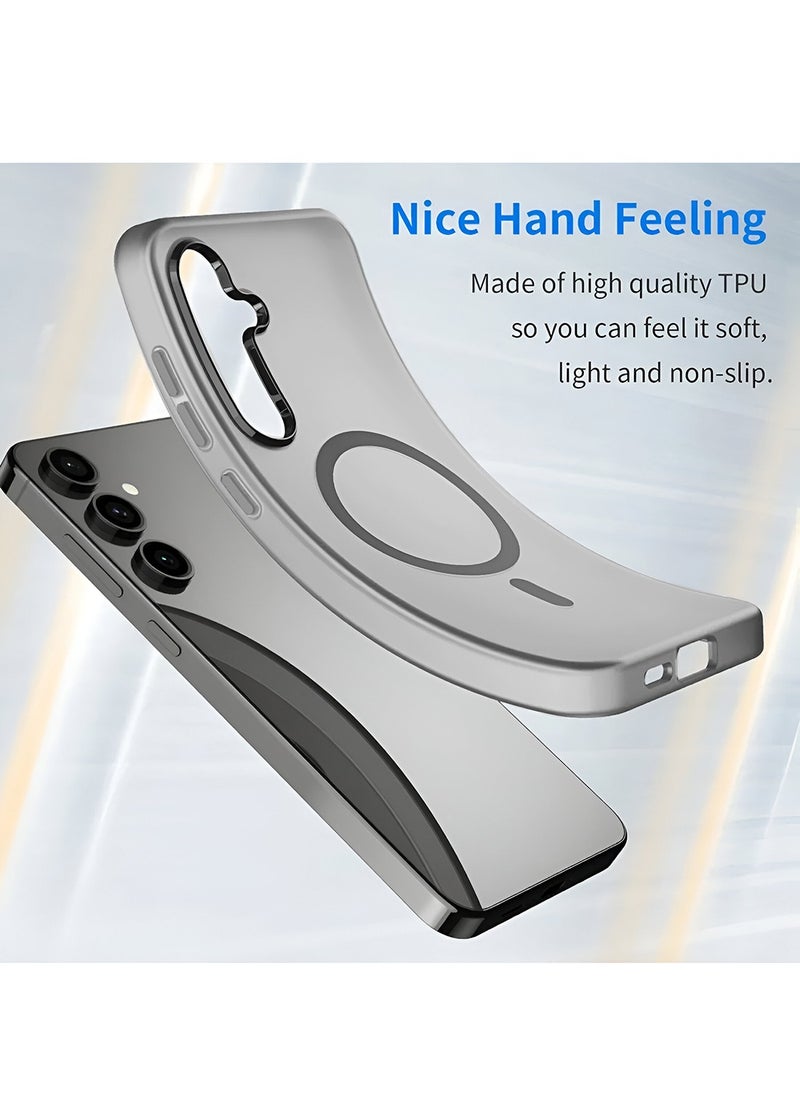 Wtech - Samsung Galaxy S24 FE 5G 2024 Syndee Series Hybrid Translucent Magsafe with Magnetic Charging Raised Camera Lips Elegant Look Case Cover - Grey - Image 1