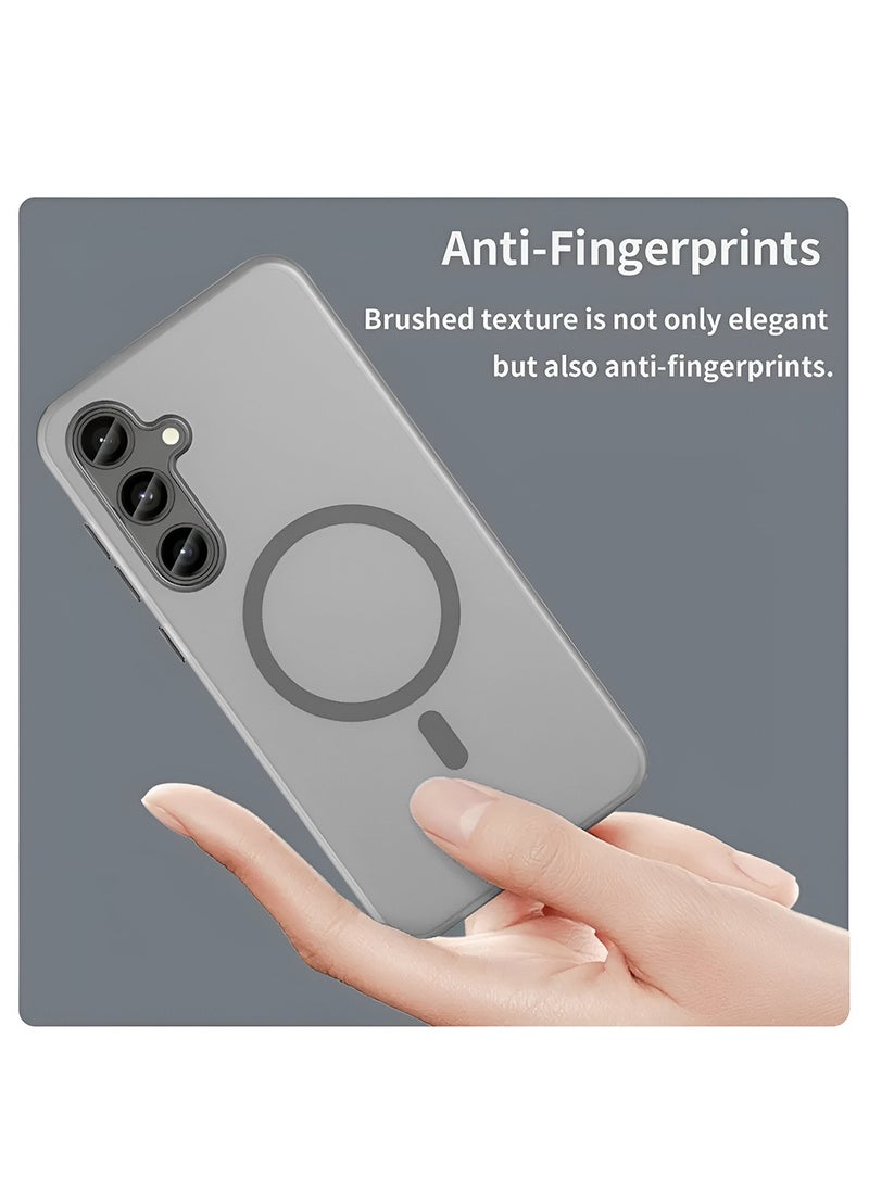 Wtech - Samsung Galaxy S24 FE 5G 2024 Syndee Series Hybrid Translucent Magsafe with Magnetic Charging Raised Camera Lips Elegant Look Case Cover - Grey - Image 1