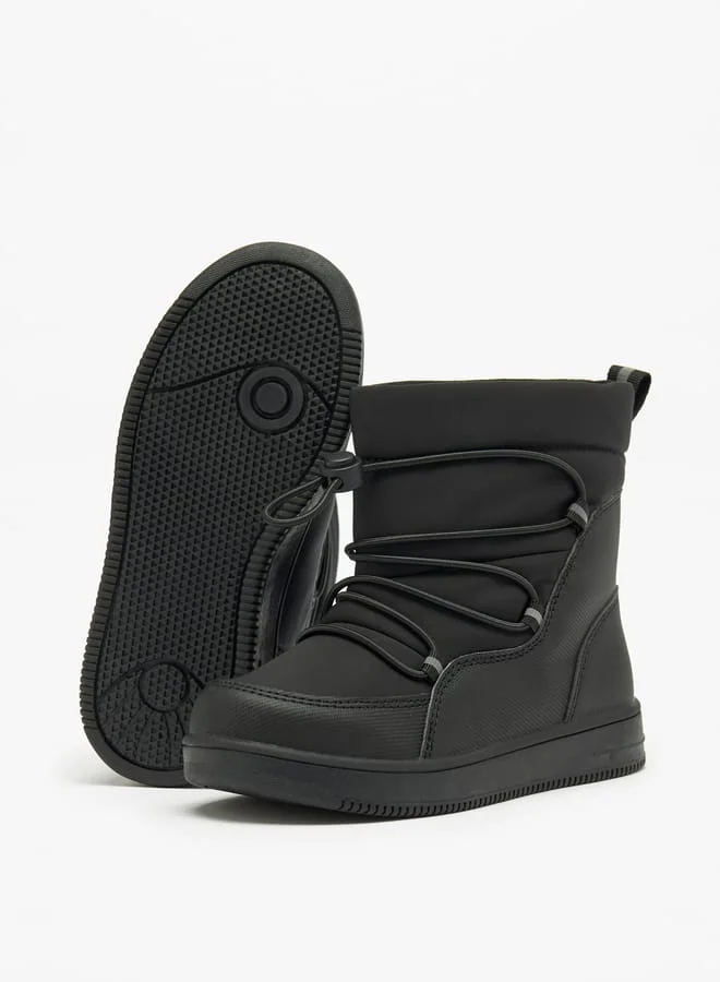JUNIORS Boys Solid High Cut Slip-On Boots with Drawstring Detail