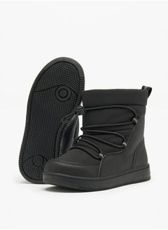 JUNIORS Boys Solid High Cut Slip-On Boots with Drawstring Detail  - Image 5