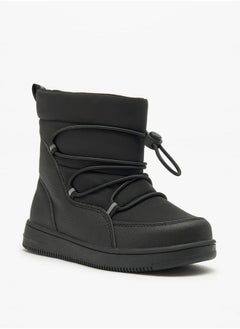 JUNIORS Boys Solid High Cut Slip-On Boots with Drawstring Detail  - Image 3
