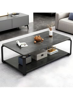 DubaiGallery Round Tea Table Living Room Coffee Tables Marble Texture Wooden Combination Furniture Durable Table  - Image 1