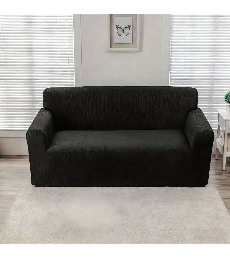 Coffee Brown Velvet Solid Color Sofa Cover For 3 Seater With Upgraded Elasticity Waterproof Dust Proof Stain Resistant Easy Installation Machine Washable Wear Resistant Durable Pet Friendly All Season Use For Living Room Office - Image 2