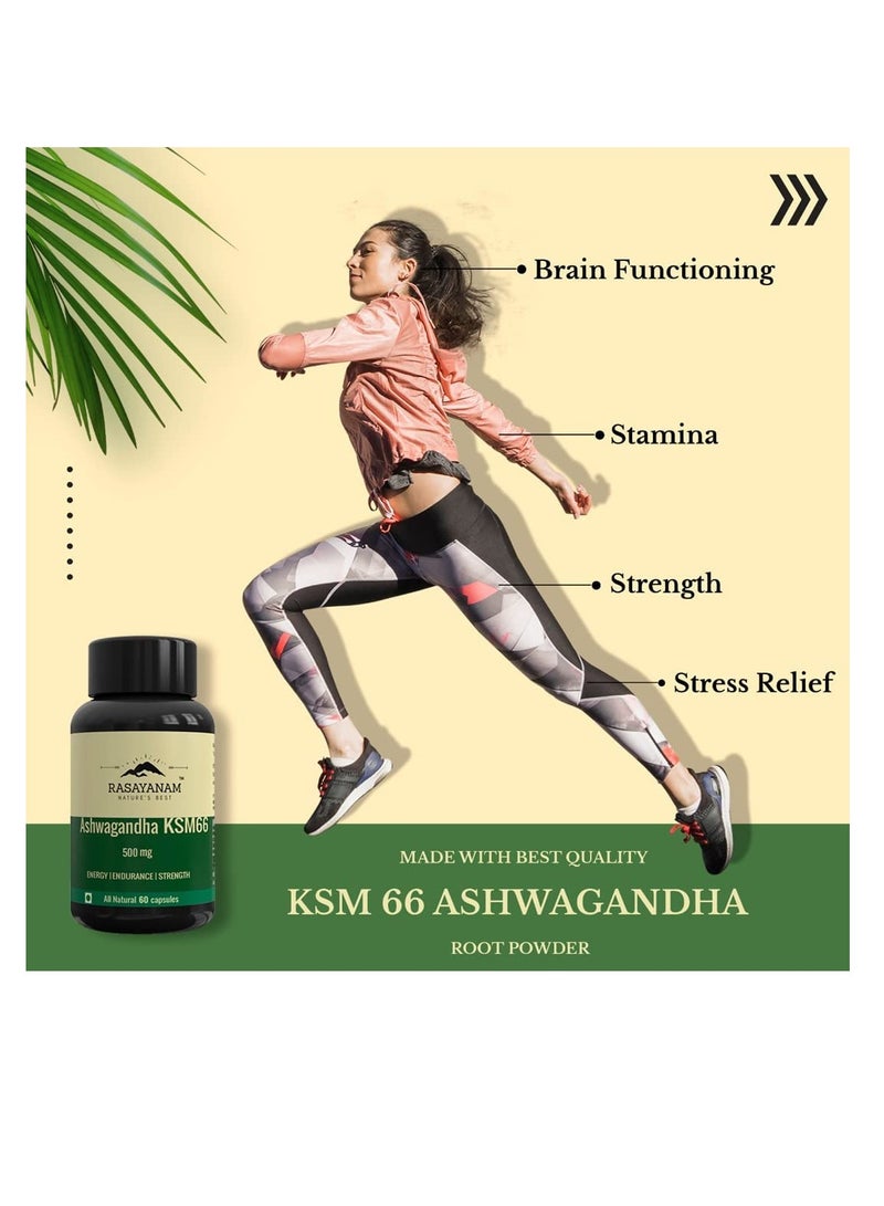 Rasayanam Ashwagandha 500 mg Extra Strength Natural Formulation Support strength and energy  Withania Somnifera Extract  60 Vegetarian Capsules - Image 2
