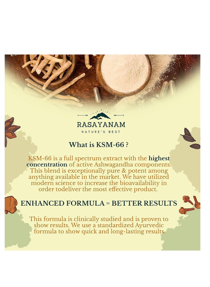 Rasayanam Ashwagandha 500 mg Extra Strength Natural Formulation Support strength and energy  Withania Somnifera Extract  60 Vegetarian Capsules - Image 5