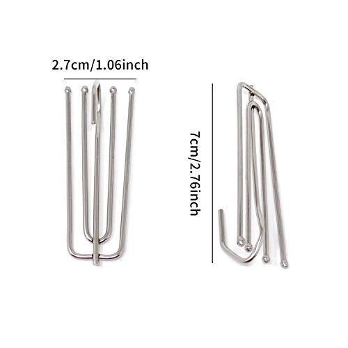 Honbay Stainless Steel Curtain Pleat Hook 24 Pack of 4 Prongs Pinch Pleat Clips Hooks Traverse Pleater - Image 2