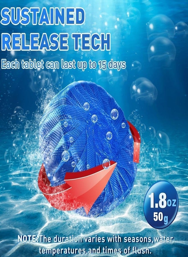 Pack of 10 Tablets automatic flush toilet bowl cleaner tablets, bathroom toilet tank cleaner, powerful cleaning ball toilet blue deep clean bubbles, mild lemon scent (Pack of 10) - Image 2