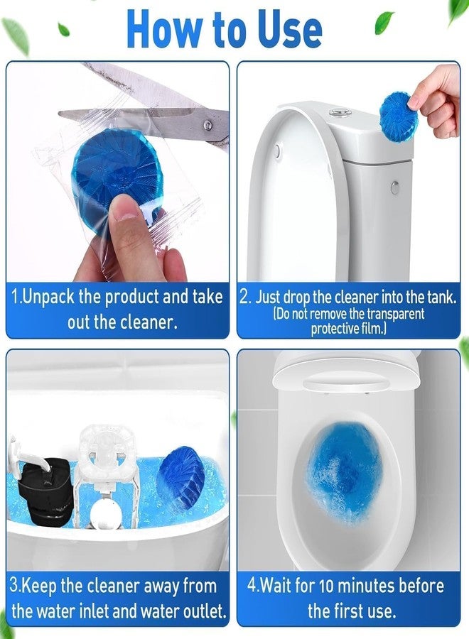 Pack of 10 Tablets automatic flush toilet bowl cleaner tablets, bathroom toilet tank cleaner, powerful cleaning ball toilet blue deep clean bubbles, mild lemon scent (Pack of 10) - Image 3