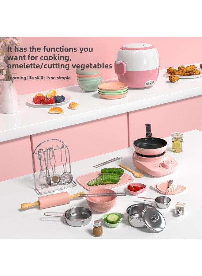 Mini Kitchen Can Be Cooked And Edible Real Cooking Real Small Kitchenware A Set Of Children's Toys A Full Set Of Birthday Gifts-Color:8-【277 Set】 Pink - Image 5