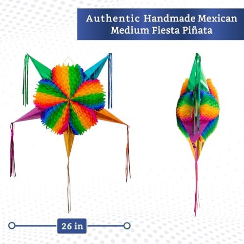 FIESTA WRAPS Mexican Piata Medium 26 in Rainbow Pinata Authentic Handmade Foldable Large Pinata for Birthday Party Piatas para Cumpleaos Fiesta Piniata Cinco de Mayo Pinatas - Image 5