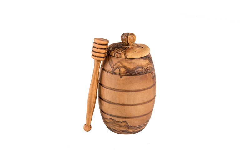 Lipper International Olive Wood Honey Pot with Cover 3 x 25 x 5