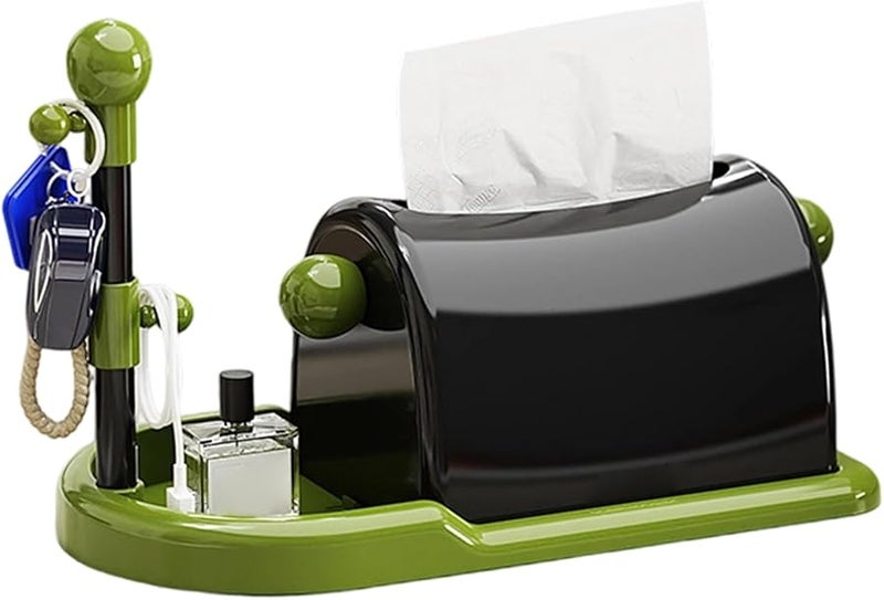 حامل صندوق المناديل الأسود من البوليسترين مع صينية تخزين لتنظيم سطح المطبخ أو المكتب - Image 2