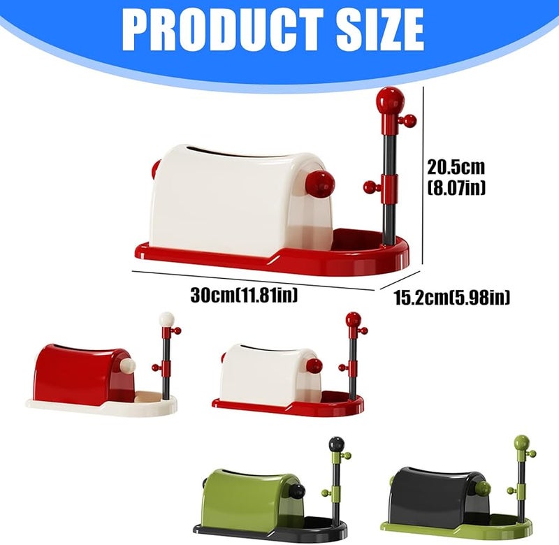 حامل صندوق المناديل الأسود من البوليسترين مع صينية تخزين لتنظيم سطح المطبخ أو المكتب - Image 4