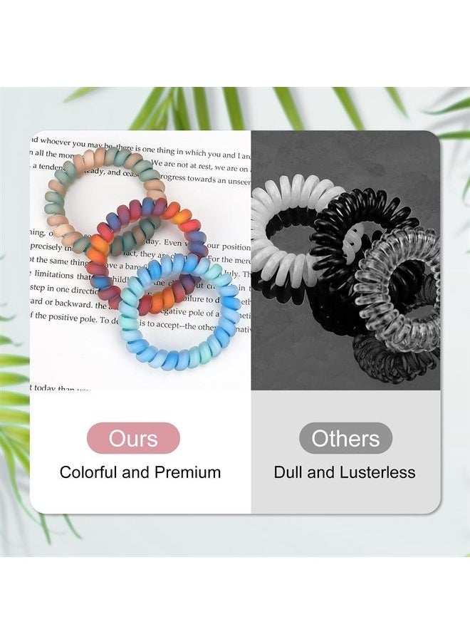 Spiral Hair Ties, 10pcs Assorted Traceless Spiral Hair Ties, Cute Plastic Coil Ponytail Holders, No-Damage Hair Accessory for Women and Girls, Rainbow