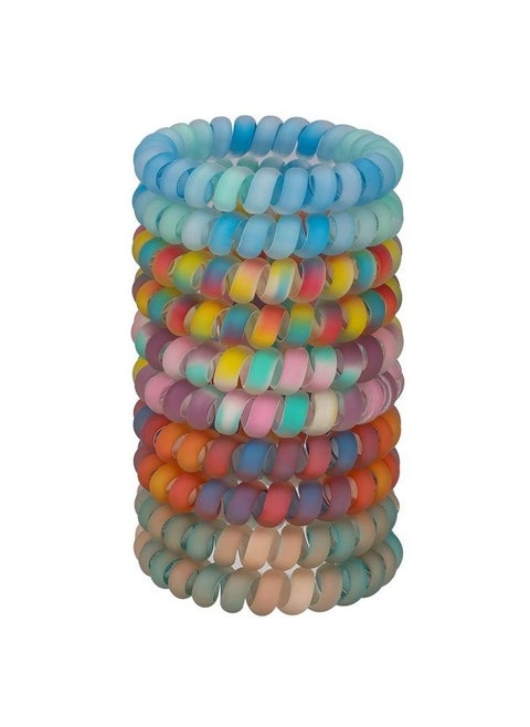 Spiral Hair Ties, 10pcs Assorted Traceless Spiral Hair Ties, Cute Plastic Coil Ponytail Holders, No-Damage Hair Accessory for Women and Girls, Rainbow