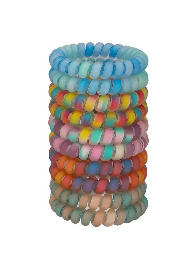 Spiral Hair Ties, 10pcs Assorted Traceless Spiral Hair Ties, Cute Plastic Coil Ponytail Holders, No-Damage Hair Accessory for Women and Girls, Rainbow