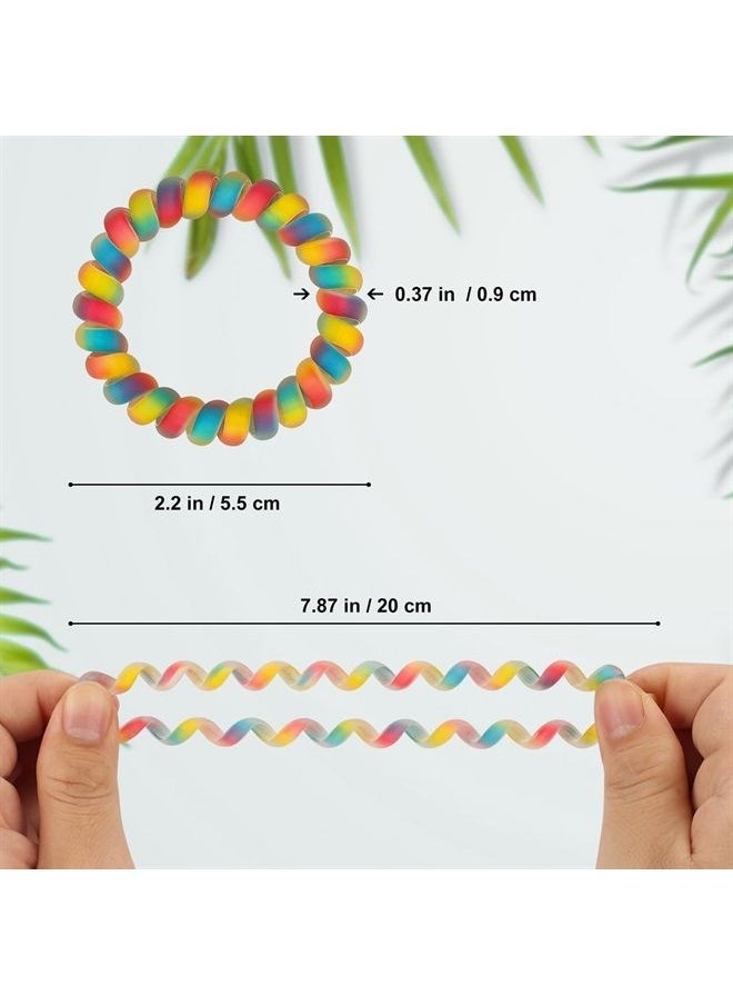 Spiral Hair Ties, 10pcs Assorted Traceless Spiral Hair Ties, Cute Plastic Coil Ponytail Holders, No-Damage Hair Accessory for Women and Girls, Rainbow