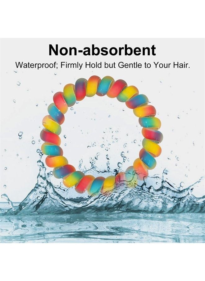Spiral Hair Ties, 10pcs Assorted Traceless Spiral Hair Ties, Cute Plastic Coil Ponytail Holders, No-Damage Hair Accessory for Women and Girls, Rainbow