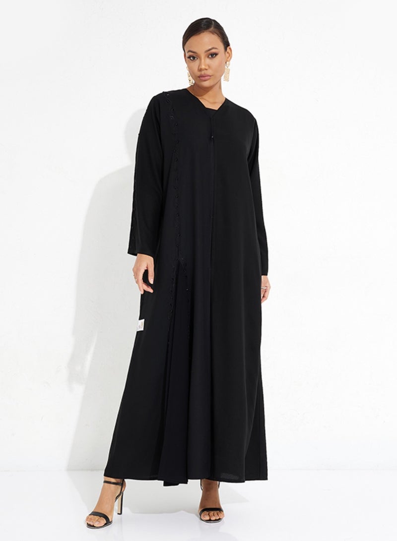 Rosette Abaya Stylish Black Abaya in Classic CH-Style  - Image 1