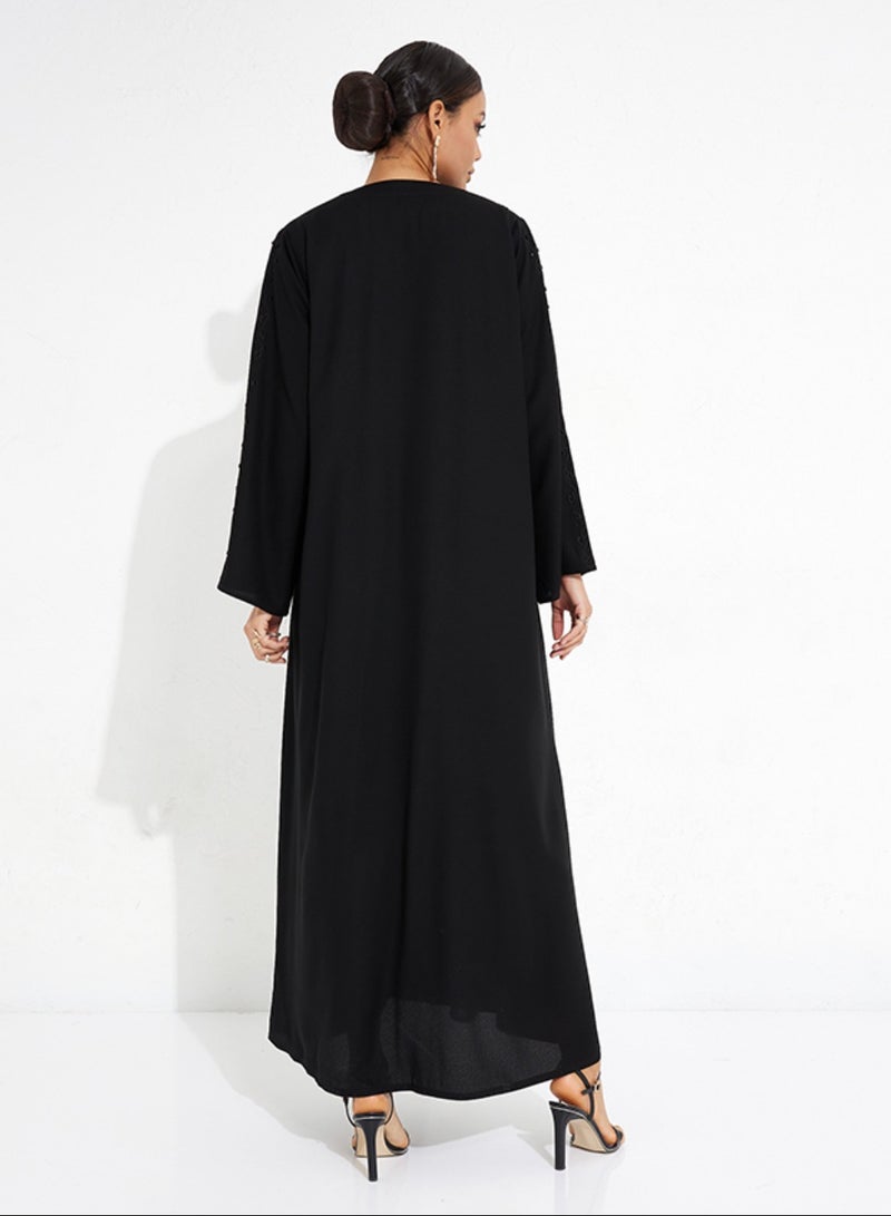 Rosette Abaya Stylish Black Abaya in Classic CH-Style  - Image 3