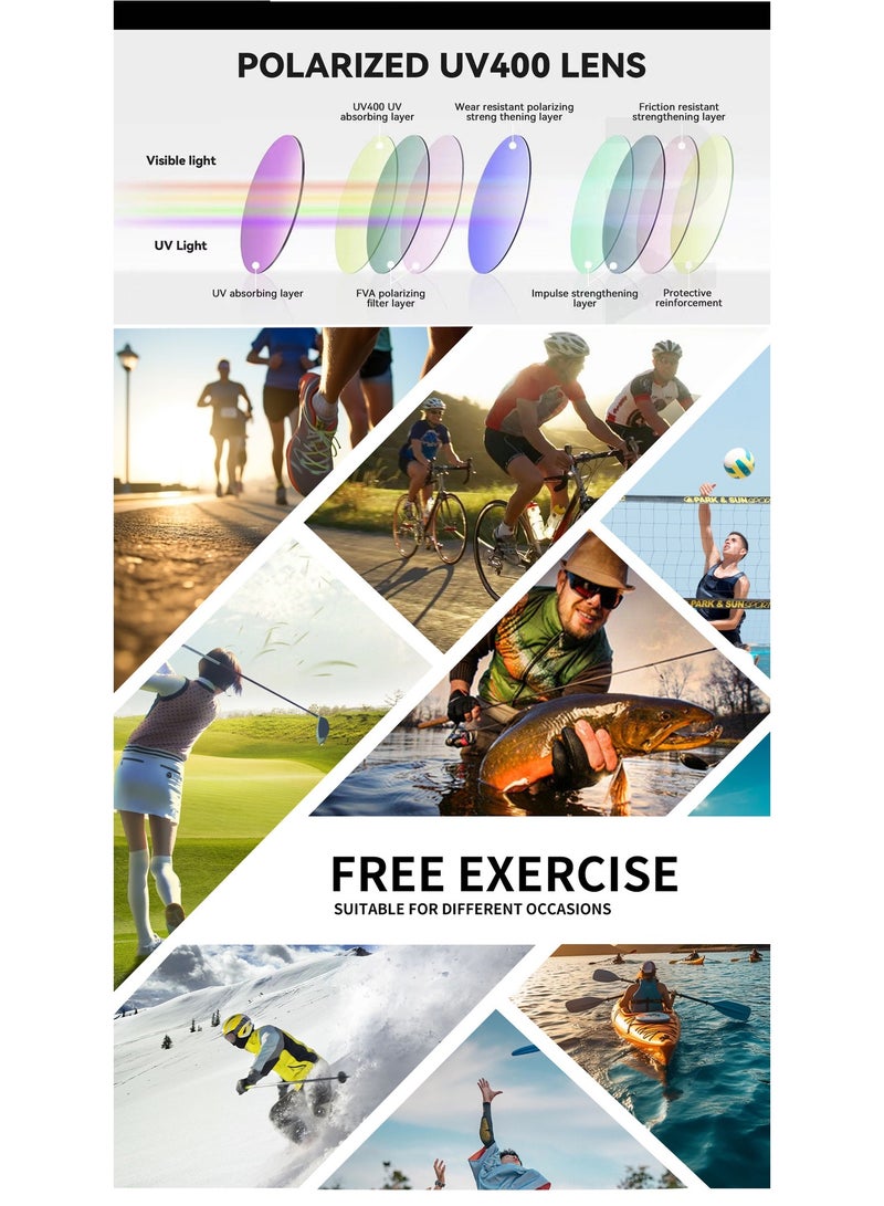 Fashionable Elastic Sports Sunglasses for Men Square Polarized Sun Glasses with PC Frame TAC Lenses for Outdoor Cycling Fishing - Image 5