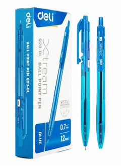 Deli 12-Piece Xtream Retractable Ballpoint Pen Blue Ink  - Image 1