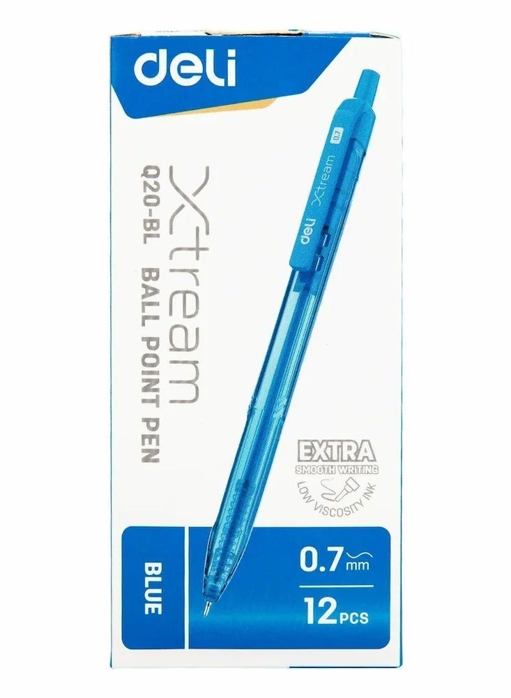 Deli قلم حبر جاف قابل للسحب من Xtream مكون من 12 قطعة، حبر أزرق - Image 2