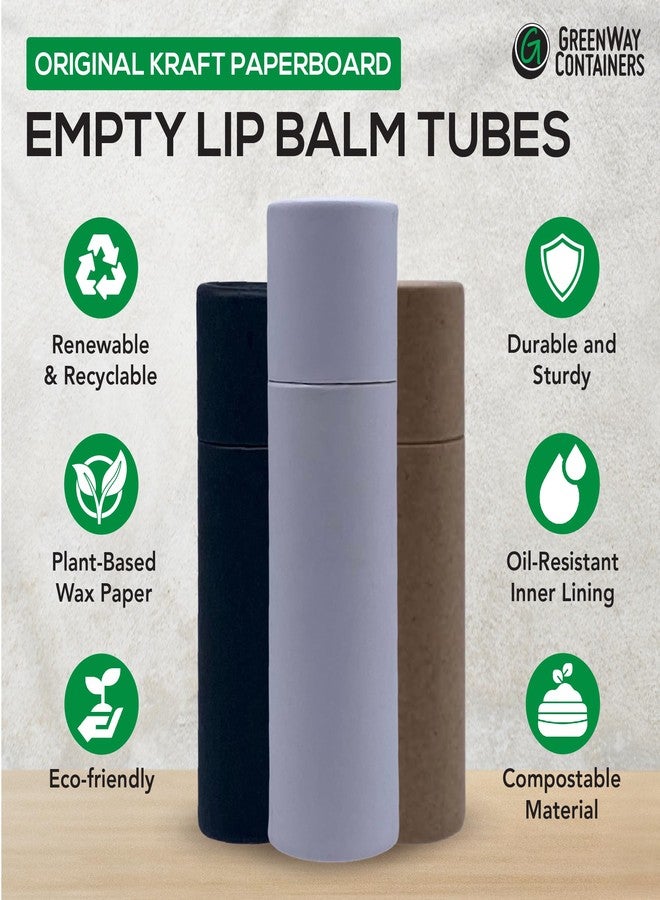 GREENWAY CONTAINERS GreenWay 0.3oz / 8.5g Kraft Paperboard Lip Balm Tubes with Lids - 25 Pack Lip Gloss Tubes Refillable DIY Cosmetic Containers - Lip Balm Containers Chapstick Empty Holder - Black - Image 2