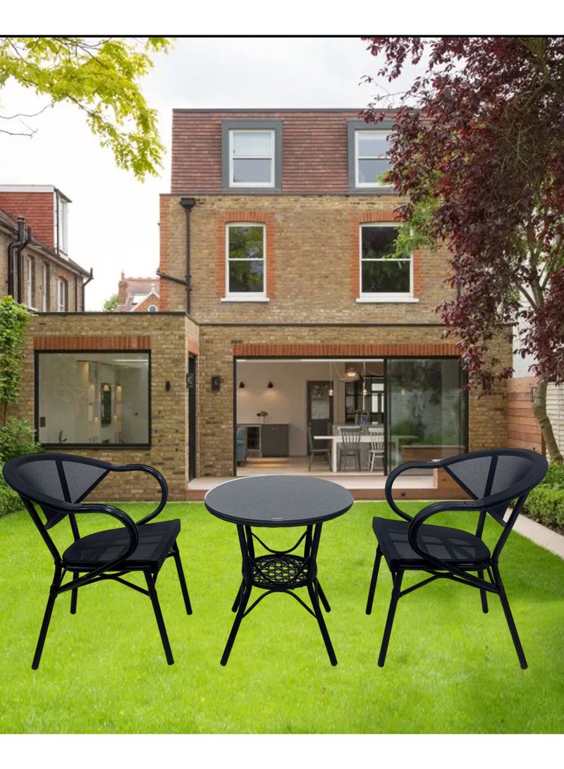 Living Set of 3 Pieces, Outdoor Garden Dining Table With 2 Chair Set 60 CM - Image 2