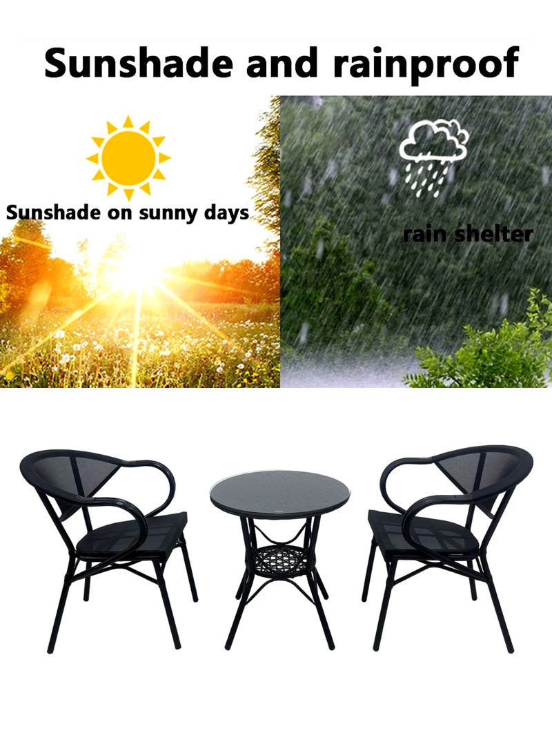 Living Set of 3 Pieces, Outdoor Garden Dining Table With 2 Chair Set 60 CM - Image 3