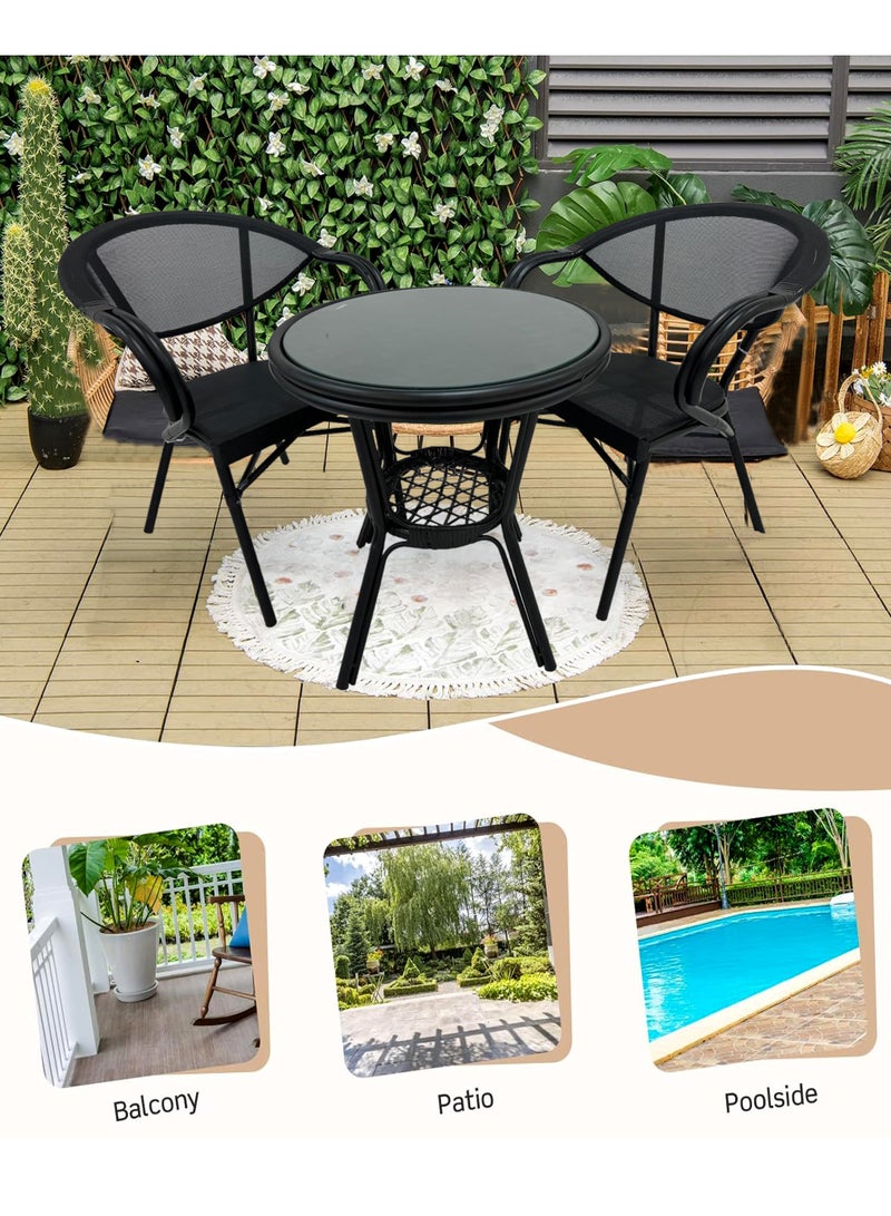 Living Set of 3 Pieces, Outdoor Garden Dining Table With 2 Chair Set 60 CM - Image 4