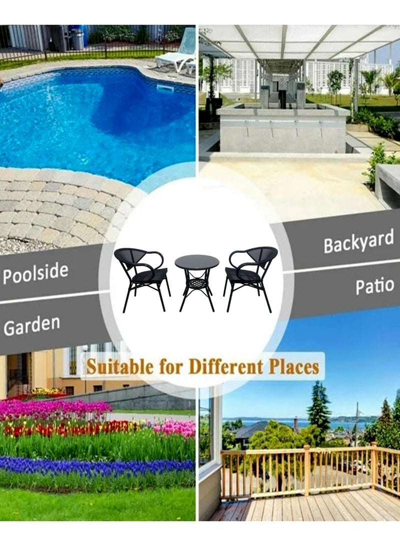 Living Set of 3 Pieces, Outdoor Garden Dining Table With 2 Chair Set 60 CM - Image 5