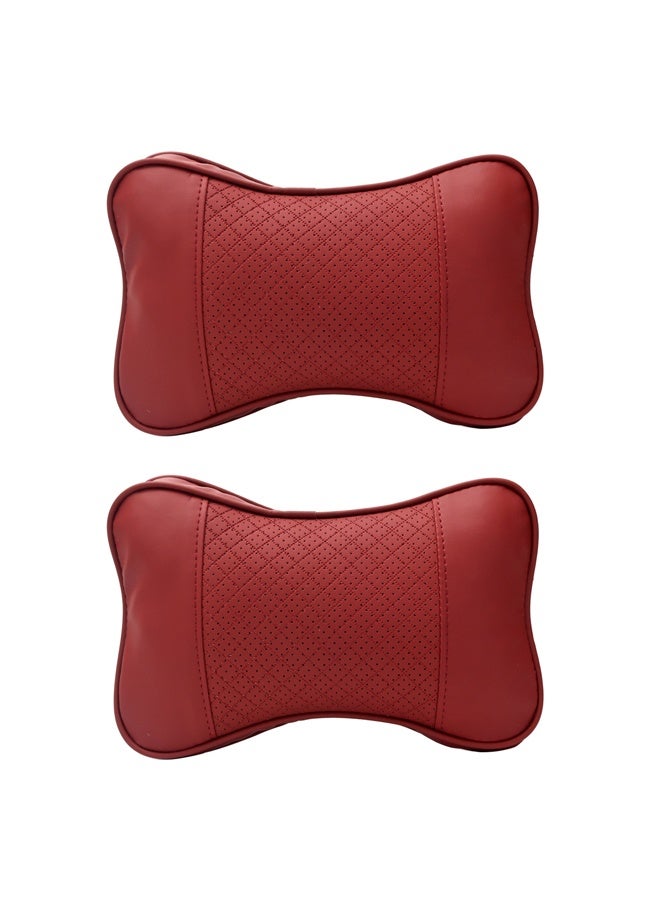 لوازم وسادة رقبة للسيارة - أحمر - وسادة مريحة للرقبة بإسفنج عالي الكثافة تدعم وضعية الرأس أثناء القيادة الطويلة. - Image 1