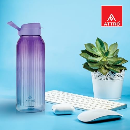 ATTRO Linear Deluxe 1.5 L BPA-Free Plastic Water Bottle with Leak-Proof Flip-Top Cap, Easy to Carry Nylon Strap and Stylish Color for Daily Hydration- Purple Blue - Image 5