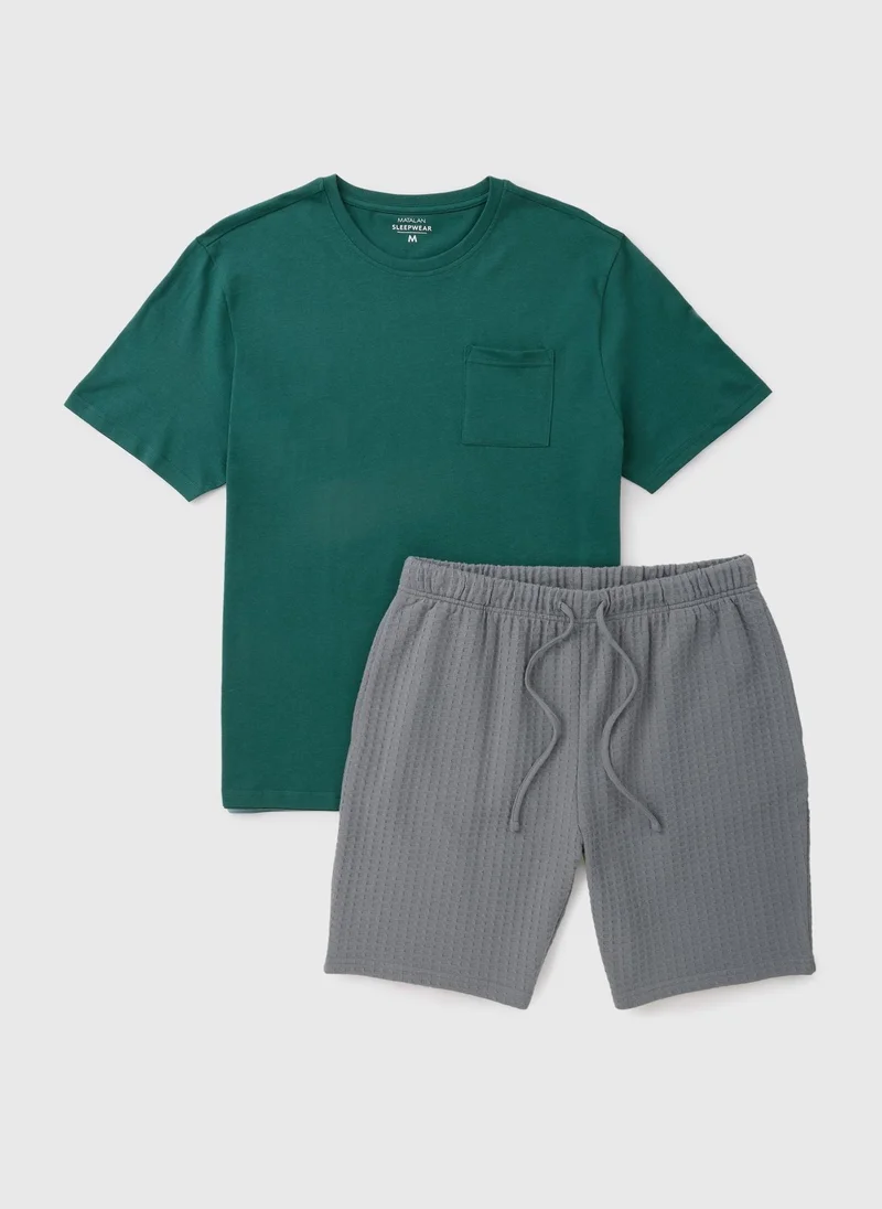 Matalan Green Green Waffle Design Short Pyjamas for Men | Best Price UAE