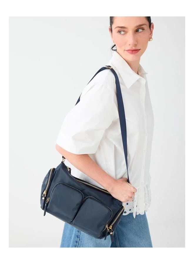 Jimmy Key Navy Adjustable Strap Multi-Compartment Bag.