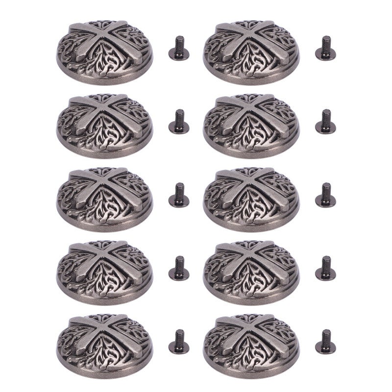 Rivet Screw Set 10Pcs 30Mm Zinc Alloy Rivets 10Pcs 7Mm Crossed Screws - Durable Wear Resisting Rustproof Leather Rivets For Leathercraft Projects Beginners Handbags Belts Shoes - Image 1