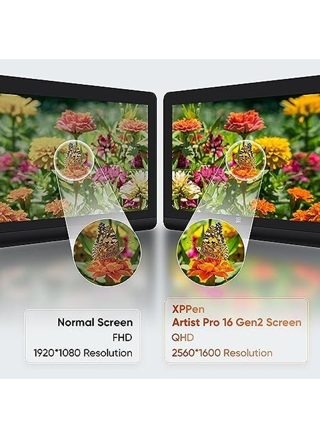 Artist Pro 16 (Gen 2) Graphics Tablet | 16" QHD Fully Laminated Display, Smart X3 Pro Chip Stylus, Mini Keyboard Shortcut, Adjustable Stand – Ideal for Digital Artists & Designers
