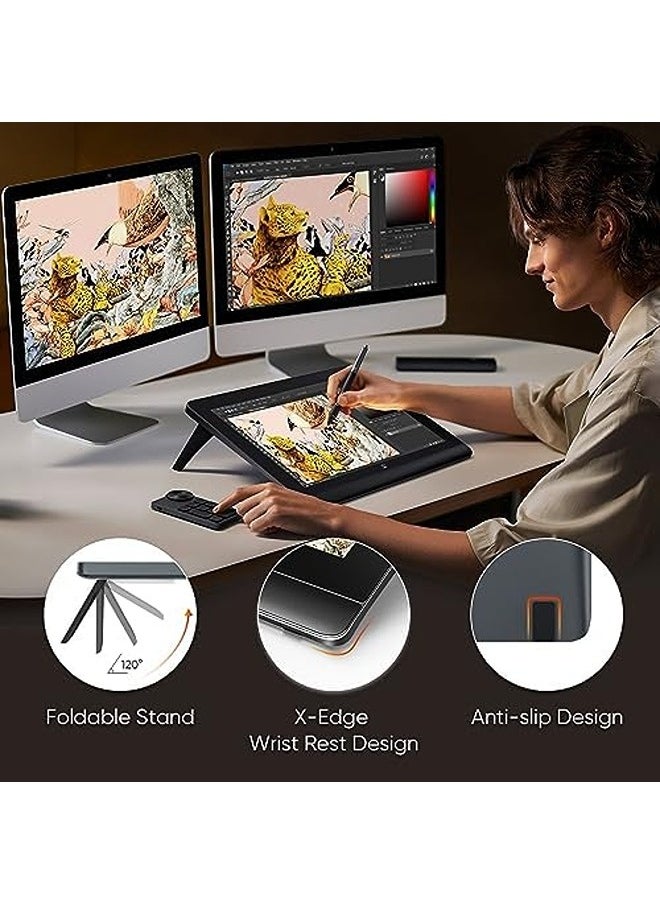 Artist Pro 16 (Gen 2) Graphics Tablet | 16" QHD Fully Laminated Display, Smart X3 Pro Chip Stylus, Mini Keyboard Shortcut, Adjustable Stand – Ideal for Digital Artists & Designers