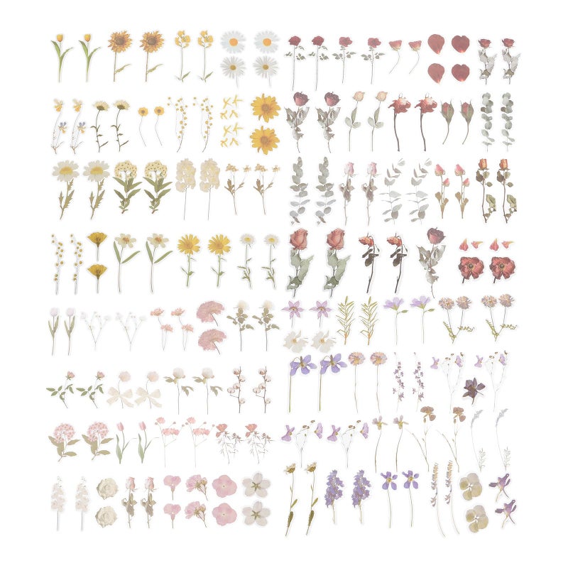 4Pcs Floral Scrapbook Stickers Set For DIY Scrapbooking Album And Travel Journal Decoration - Image 2