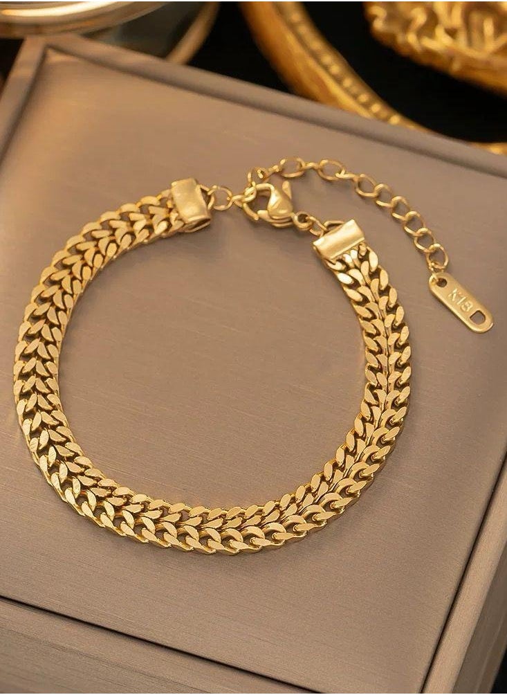 Genaric Stainless Steel Bracelet Classic Wide For Women's Gold Elegant 